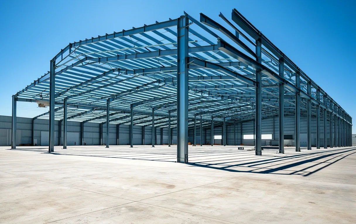Large scale industrial steel framework construction