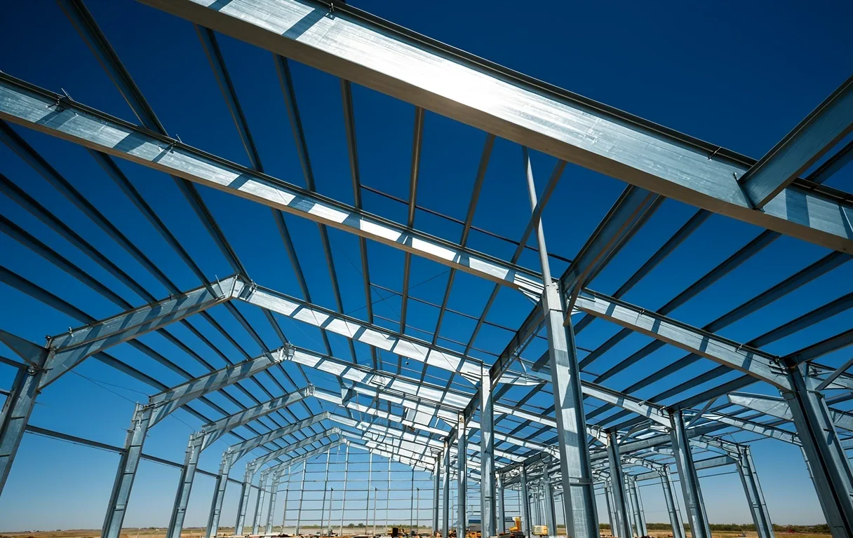 Steel building structural frame